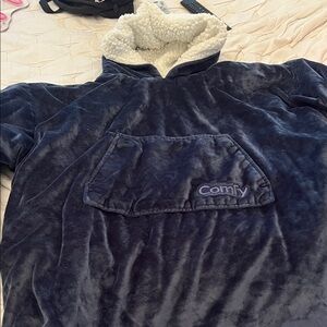 Plush Navy Blue Comfy Hoodie